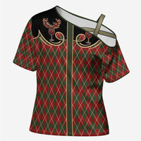 Western Yoke Cross Shoulder Shirt Wine Deer Christmas Argyle Patterns - Wonder Print Shop