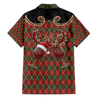 Western Yoke Hawaiian Shirt Wine Deer Christmas Argyle Patterns - Wonder Print Shop