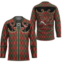 Western Yoke Hockey Jersey Wine Deer Christmas Argyle Patterns - Wonder Print Shop