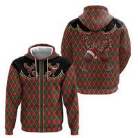 Western Yoke Hoodie Wine Deer Christmas Argyle Patterns - Wonder Print Shop