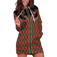 Western Yoke Hoodie Dress Wine Deer Christmas Argyle Patterns - Wonder Print Shop