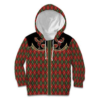 Western Yoke Kid Hoodie Wine Deer Christmas Argyle Patterns - Wonder Print Shop