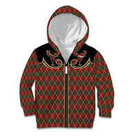 Western Yoke Kid Hoodie Wine Deer Christmas Argyle Patterns - Wonder Print Shop