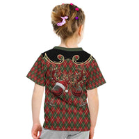 Western Yoke Kid T Shirt Wine Deer Christmas Argyle Patterns - Wonder Print Shop