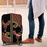 Western Yoke Luggage Cover Wine Deer Christmas Argyle Patterns - Wonder Print Shop