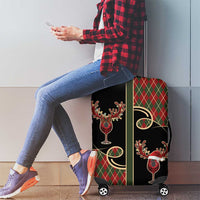 Western Yoke Luggage Cover Wine Deer Christmas Argyle Patterns - Wonder Print Shop
