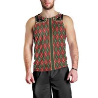 Western Yoke Men Tank Top Wine Deer Christmas Argyle Patterns - Wonder Print Shop