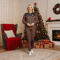 Western Yoke Christmas Pajama Set Wine Deer Christmas Argyle Patterns - Wonder Print Shop