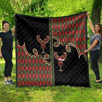 Western Yoke Quilt Wine Deer Christmas Argyle Patterns - Wonder Print Shop