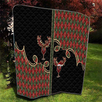 Western Yoke Quilt Wine Deer Christmas Argyle Patterns - Wonder Print Shop