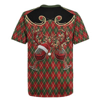 Western Yoke Rugby Jersey Wine Deer Christmas Argyle Patterns - Wonder Print Shop