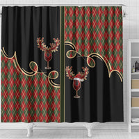 Western Yoke Shower Curtain Wine Deer Christmas Argyle Patterns - Wonder Print Shop