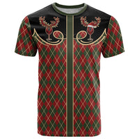 Western Yoke T Shirt Wine Deer Christmas Argyle Patterns - Wonder Print Shop