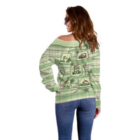 Western Yoke Off Shoulder Sweater Frog Christmas Cute Style - Wonder Print Shop