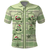 Western Yoke Polo Shirt Frog Christmas Cute Style - Wonder Print Shop