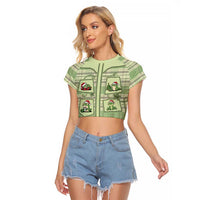 Western Yoke Raglan Cropped T Shirt Frog Christmas Cute Style - Wonder Print Shop