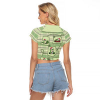 Western Yoke Raglan Cropped T Shirt Frog Christmas Cute Style - Wonder Print Shop