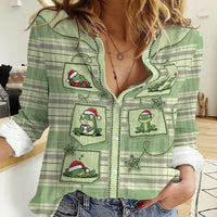 Western Yoke Women Casual Shirt Frog Christmas Cute Style - Wonder Print Shop