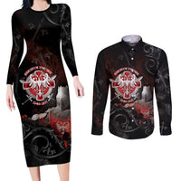 Serbian Empire Couples Matching Long Sleeve Bodycon Dress and Long Sleeve Button Shirt Knight With Emblem Double Eagle - Wonder Print Shop