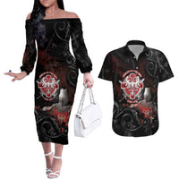 Serbian Empire Couples Matching Off The Shoulder Long Sleeve Dress and Hawaiian Shirt Knight With Emblem Double Eagle - Wonder Print Shop
