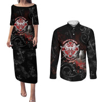 Serbian Empire Couples Matching Puletasi and Long Sleeve Button Shirt Knight With Emblem Double Eagle - Wonder Print Shop