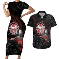 Serbian Empire Couples Matching Short Sleeve Bodycon Dress and Hawaiian Shirt Knight With Emblem Double Eagle - Wonder Print Shop