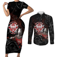 Serbian Empire Couples Matching Short Sleeve Bodycon Dress and Long Sleeve Button Shirt Knight With Emblem Double Eagle - Wonder Print Shop