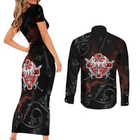 Serbian Empire Couples Matching Short Sleeve Bodycon Dress and Long Sleeve Button Shirt Knight With Emblem Double Eagle - Wonder Print Shop