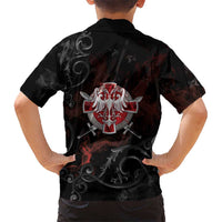 Serbian Empire Family Matching Off The Shoulder Long Sleeve Dress and Hawaiian Shirt Knight With Emblem Double Eagle - Wonder Print Shop