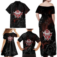 Serbian Empire Family Matching Off Shoulder Maxi Dress and Hawaiian Shirt Knight With Emblem Double Eagle - Wonder Print Shop