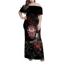Serbian Empire Family Matching Off Shoulder Maxi Dress and Hawaiian Shirt Knight With Emblem Double Eagle - Wonder Print Shop
