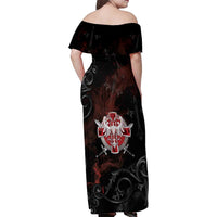 Serbian Empire Family Matching Off Shoulder Maxi Dress and Hawaiian Shirt Knight With Emblem Double Eagle - Wonder Print Shop