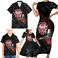 Serbian Empire Family Matching Short Sleeve Bodycon Dress and Hawaiian Shirt Knight With Emblem Double Eagle - Wonder Print Shop