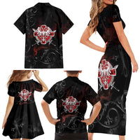 Serbian Empire Family Matching Short Sleeve Bodycon Dress and Hawaiian Shirt Knight With Emblem Double Eagle - Wonder Print Shop