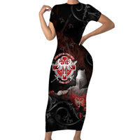 Serbian Empire Family Matching Short Sleeve Bodycon Dress and Hawaiian Shirt Knight With Emblem Double Eagle - Wonder Print Shop