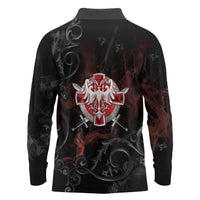 Serbian Empire Long Sleeve Polo Shirt Knight With Emblem Double Eagle - Wonder Print Shop