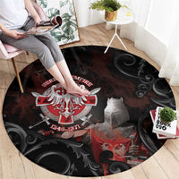 Serbian Empire Round Carpet Knight With Emblem Double Eagle - Wonder Print Shop