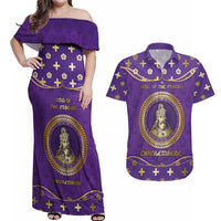 Carolingian Empire Couples Matching Off Shoulder Maxi Dress and Hawaiian Shirt Charlemagne King Of The Franks - Wonder Print Shop