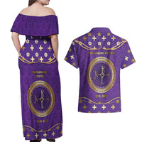 Carolingian Empire Couples Matching Off Shoulder Maxi Dress and Hawaiian Shirt Charlemagne King Of The Franks - Wonder Print Shop