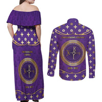 Carolingian Empire Couples Matching Off Shoulder Maxi Dress and Long Sleeve Button Shirt Charlemagne King Of The Franks - Wonder Print Shop