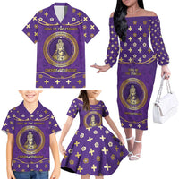Carolingian Empire Family Matching Off The Shoulder Long Sleeve Dress and Hawaiian Shirt Charlemagne King Of The Franks - Wonder Print Shop