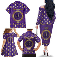 Carolingian Empire Family Matching Off The Shoulder Long Sleeve Dress and Hawaiian Shirt Charlemagne King Of The Franks - Wonder Print Shop