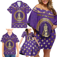 Carolingian Empire Family Matching Off Shoulder Short Dress and Hawaiian Shirt Charlemagne King Of The Franks - Wonder Print Shop