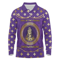 Carolingian Empire Long Sleeve Polo Shirt Charlemagne King Of The Franks - Wonder Print Shop