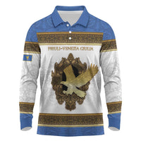 Personalized Italy Friuli-Venezia Giulia Long Sleeve Polo Shirt Golden Eagle With Baroque Patterns