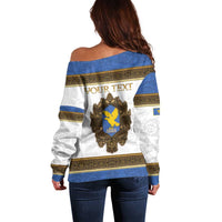 Personalized Italy Friuli-Venezia Giulia Off Shoulder Sweater Golden Eagle With Baroque Patterns