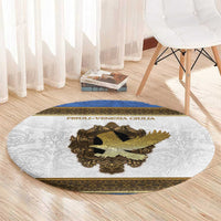 Italy Friuli-Venezia Giulia Round Carpet Golden Eagle With Baroque Patterns