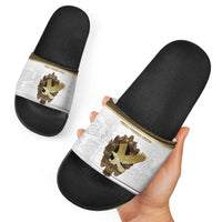 Italy Friuli-Venezia Giulia Slide Sandals Golden Eagle With Baroque Patterns