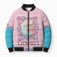 Personalized Italy Liguria Bomber Puffer Jacket Carnation Flowers Of The Riviera