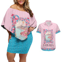 Personalized Italy Liguria Couples Matching Off Shoulder Short Dress and Hawaiian Shirt Carnation Flowers Of The Riviera
